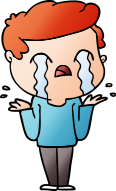 Bir insan tarafından çizilmiş ağlayan çizgi film adamı.