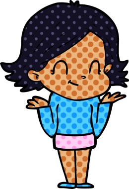 Bir insan tarafından çizilmiş karikatür dostu kız.