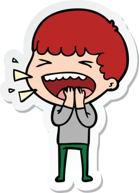 Bir insan tarafından çizilmiş bir karikatür çıkartması.