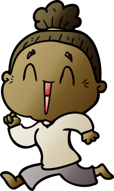 Bir insan tarafından çizilmiş mutlu yaşlı kadın çizgi filmi.