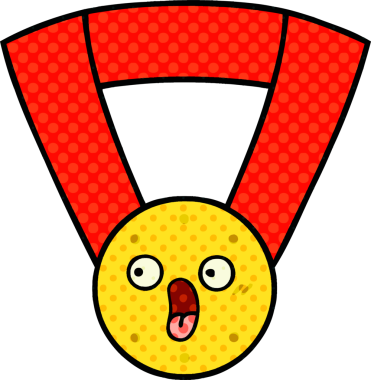 Bir insan tarafından çizilmiş altın madalyanın karikatürü.