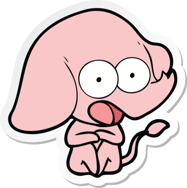 Bir insan tarafından çizilmiş şirin bir fil çıkartması.