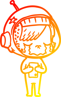 Bir insan tarafından çizilmiş, ağlayan astronot bir kızın sıcak çizgi çizimi