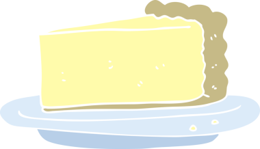 Bir insan tarafından çizilmiş peynirli kekin düz renk çizimi