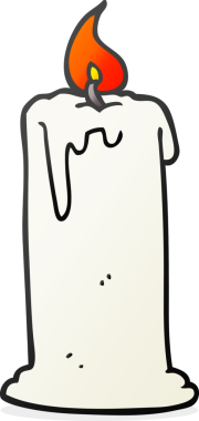 Bir insan tarafından çizilmiş el yazması yanan mum.