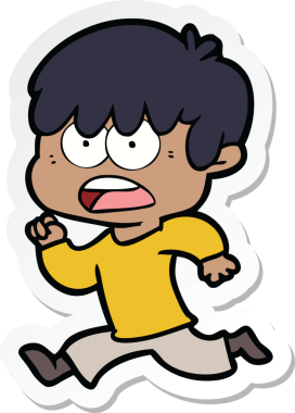 Bir insan tarafından çizilmiş endişeli bir çizgi film çocuğunun çıkartması.