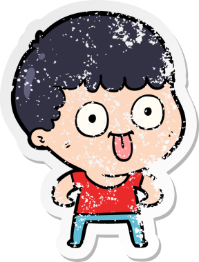 Bir insan tarafından çizilmiş karikatür adamın sıkıntılı çıkartması.