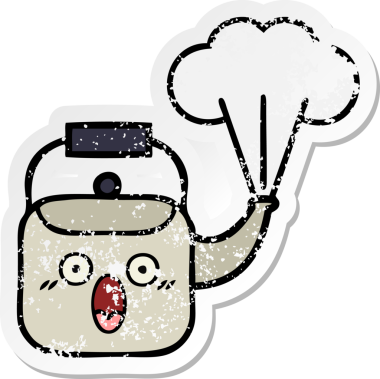 Bir insan tarafından çizilmiş dumanı tüten tatlı bir karikatür çıkartması.