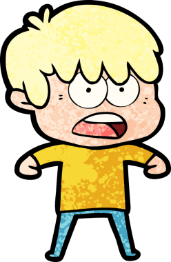 Bir insan tarafından çizilmiş endişeli çizgi film çocuğu.