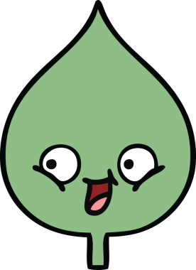 Bir insan tarafından çizilmiş dışavurumsal yaprağın sevimli karikatürü.