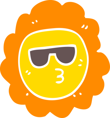 Bir insan tarafından çizilmiş düz renkli ayçiçeği çizimi