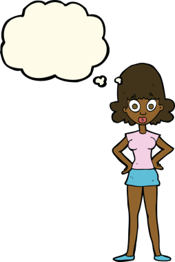 Bir insan tarafından çizilmiş düşünce balonlu bir karikatür.