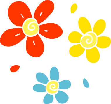 Bir insan tarafından çizilmiş karalama dekoratif çiçekler.