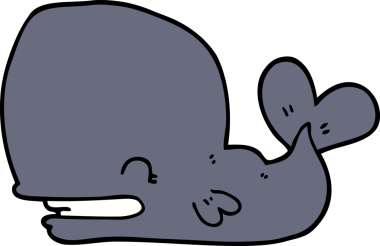 Bir insan tarafından çizilmiş çizgi film balinası