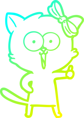 Bir insan tarafından çizilen çizgi film kedisinin soğuk gradyan çizgisi.