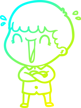 Bir insan tarafından çizilmiş gülen bir çizgi film karakterinin soğuk gradyan çizgisi.