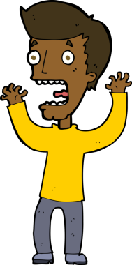 Bir insan tarafından çizilmiş korkmuş bir adam.