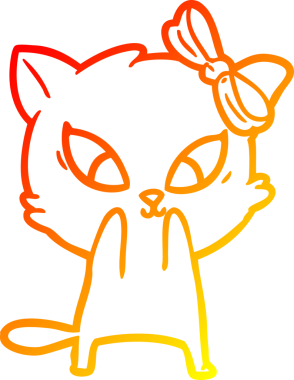 Bir insan tarafından çizilmiş çizgi film kedisinin sıcak çizgi çizimi