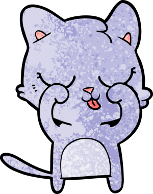 Bir insan tarafından çizilmiş çizgi film kedisi.