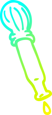 Bir insan tarafından çizilmiş soğuk gradyan çizgi çizimi damlayan pipet.