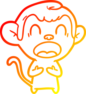 Bir insan tarafından çizilmiş bağıran çizgi film maymunu çizimi