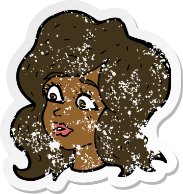 Bir insan tarafından çizilmiş bir karikatür kadının gerilimli çıkartması.