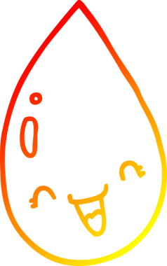 Bir insan tarafından çizilen çizgi film yağmur damlasının sıcak gradyan çizgisi