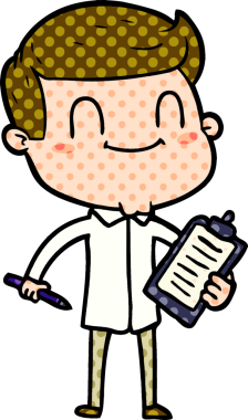 Bir insan tarafından çizilmiş çizgi film dostu bir adam.