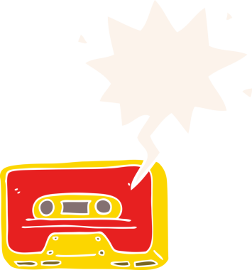 bir insan tarafından çizilmiş eski bir konuşma baloncuklu kaset.