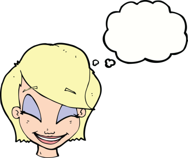 Bir insan tarafından çizilmiş düşünce kabarcığı olan güzel bir kadın yüzü.