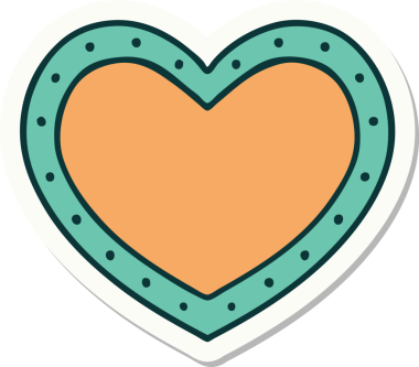 Bir insan tarafından çizilmiş geleneksel bir kalp şeklinde dövme çıkartması.