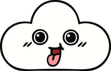 Bir insan tarafından çizilmiş sevimli bir bulut karikatürü.