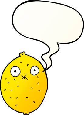 bir insan tarafından çizilmiş yumuşak eğimli konuşma baloncuklu acı limon çizgi filmi