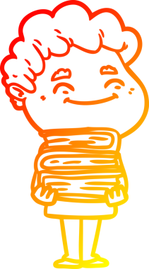 Bir insan tarafından çizilmiş, karikatür dostu bir adamın sıcak çizgi çizimi