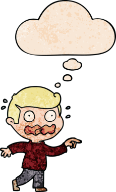 Çizgi film, bir insan tarafından çizilen grunge doku tarzında bir düşünce baloncuğuyla işaret ederek vurguladı