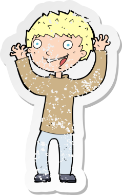 Bir insan tarafından çizilmiş heyecanlı bir çizgi filmin gerilimli çıkartması.