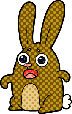 Çizgi film bir insan tarafından çizilmiş ürkmüş tavşan.