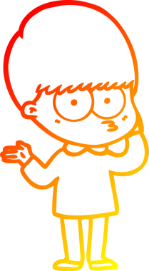 Bir insan tarafından çizilmiş meraklı bir çizgi film çocuğunun sıcak çizgi çizgisi.