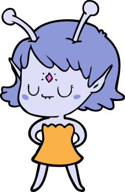 Bir insan tarafından çizilmiş uzaylı kız.