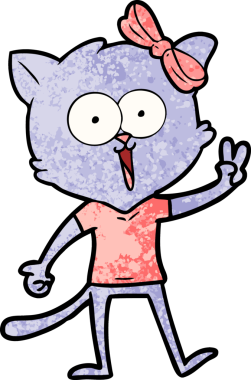 Bir insan tarafından çizilmiş çizgi film kedisi.