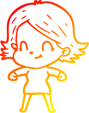 Bir insan tarafından çizilmiş, karikatür dostu bir kız çizimi.