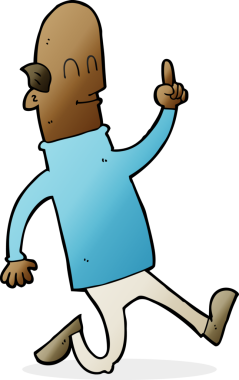 Bir insan tarafından çizilmiş bir fikri olan kel bir adam.