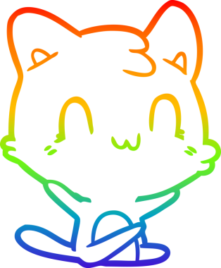 gökkuşağı gradyan çizgi çizimi Bir insan tarafından çizilmiş mutlu kedi