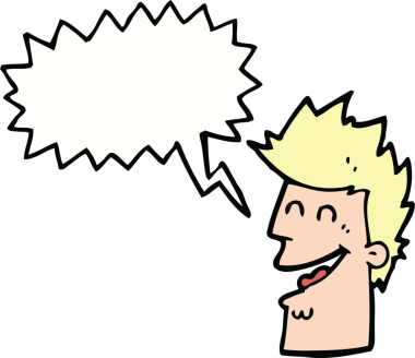 Bir insan tarafından çizilmiş konuşma balonlu mutlu adam çizgi filmi.