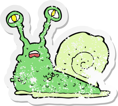 Bir insan tarafından çizilmiş bir salyangozun gerilmiş çıkartması.