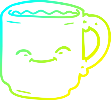 Bir insan tarafından çizilmiş bir kahve fincanının soğuk gradyan çizimi