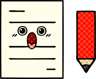 bir insan tarafından çizilmiş bir test kağıdının çizgi roman tarzı karikatürü