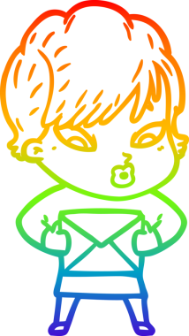 gökkuşağı gradyan çizimi bir insan tarafından çizilmiş bir karikatür kadın