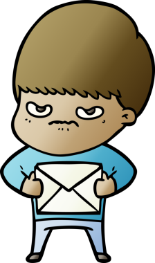 Bir insan tarafından çizilmiş kızgın çizgi film çocuğu.