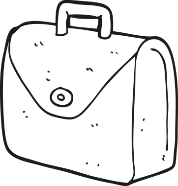 Bir insan tarafından çizilmiş siyah beyaz bir evrak çantası.